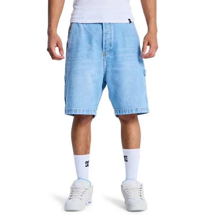 Pantaloncini da lavoro in denim larghi da uomo