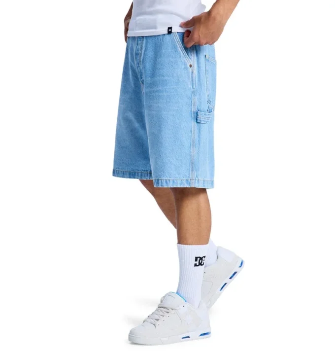 Pantaloncini da lavoro in denim larghi da uomo